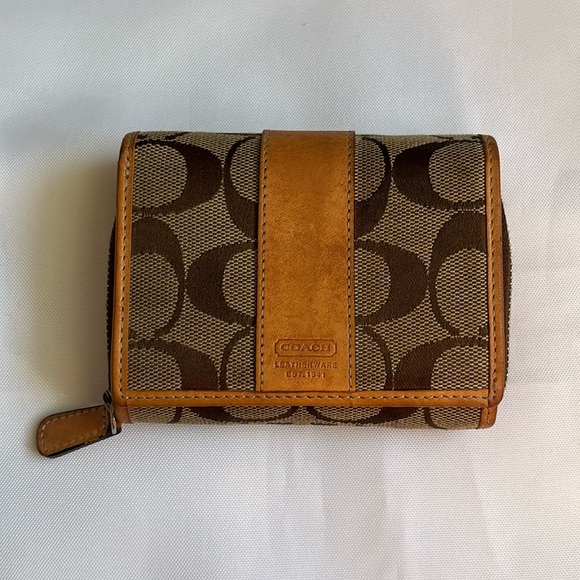 Coach Handbags - Coach Signature Mini Wallet Brown / Tan Preloved